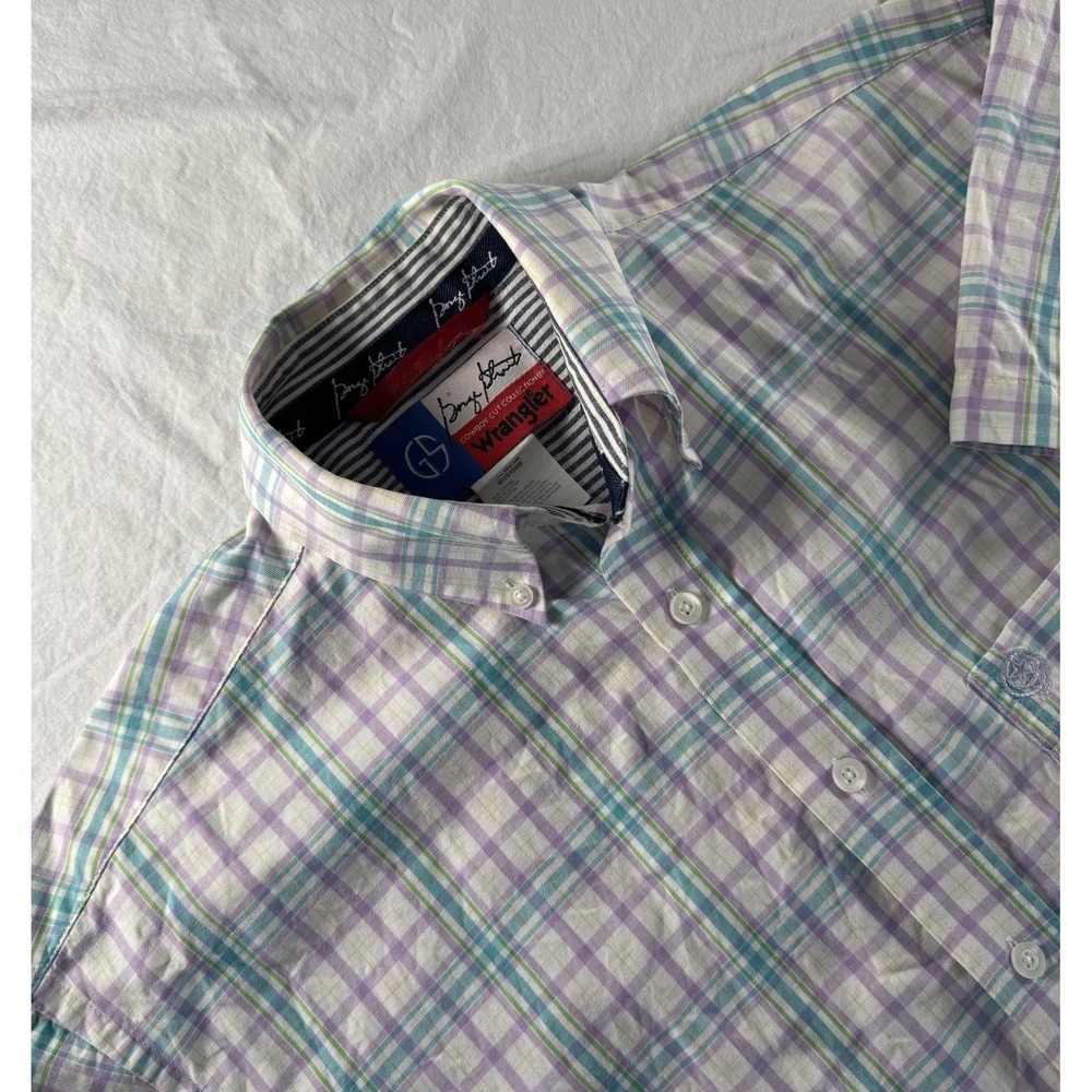 Wrangler Men's M George Strait Cowboy Cut White Plaid Button Down Western Shirt